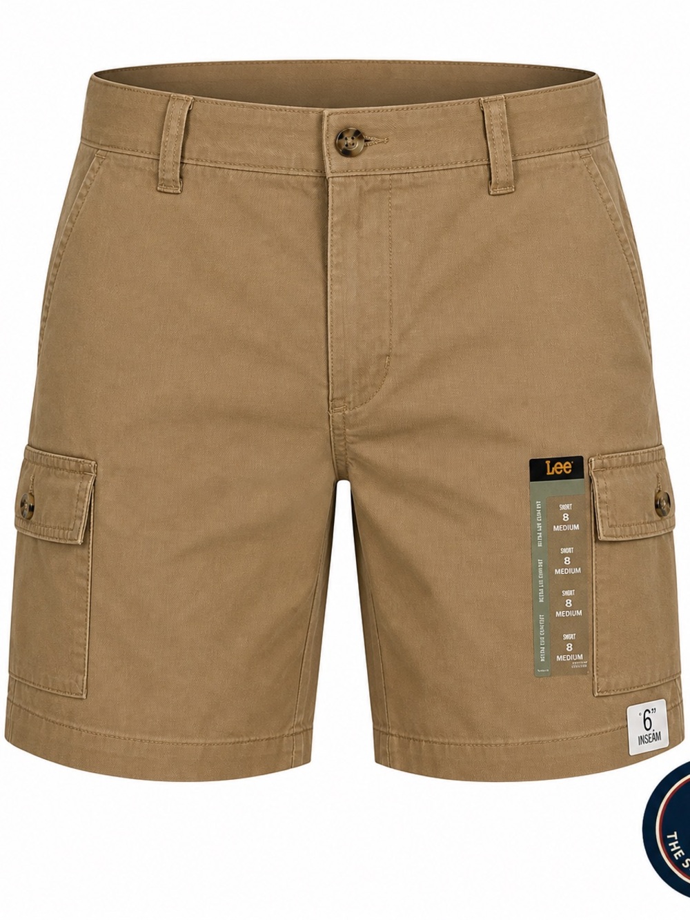 Lee Womens Cargo Shorts Size 8 Medium Khaki 6” Inseam Utility NWT